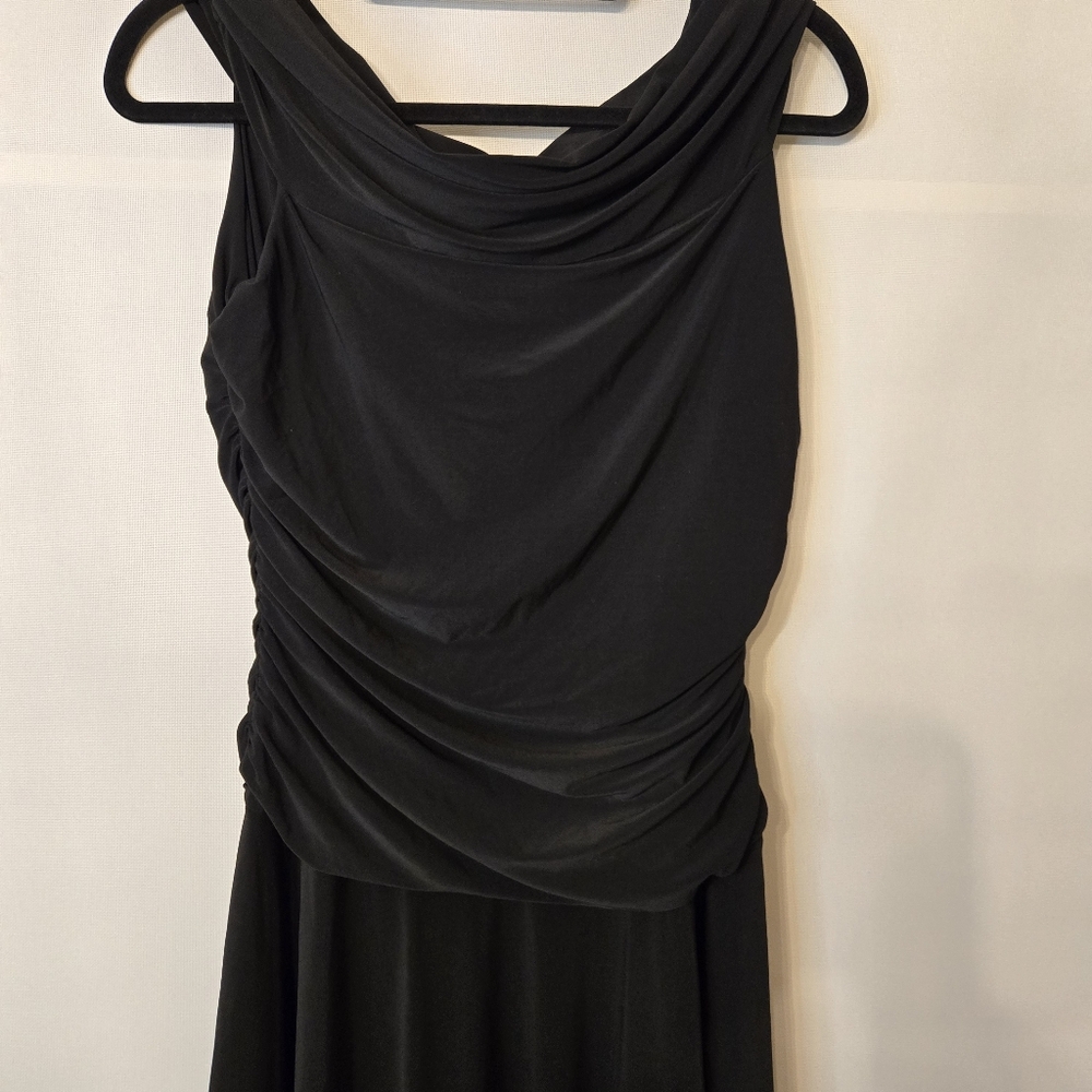 Black Draped Sleeveless Women's Dress